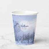 Winterwonderland sneeuwmoesson papieren bekers (Achterkant)