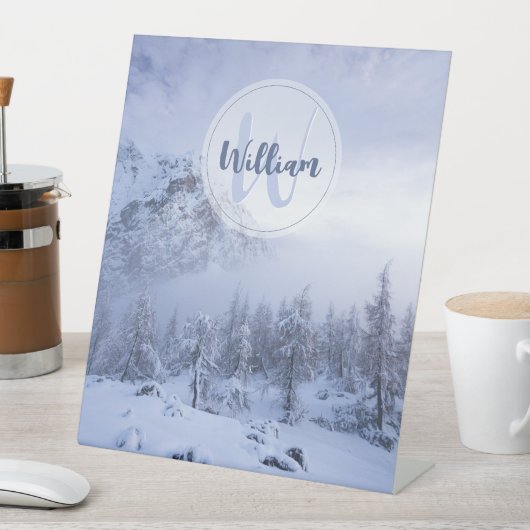 Winterwonderland sneeuwmoesson reclamebord met voetstuk (Insitu)