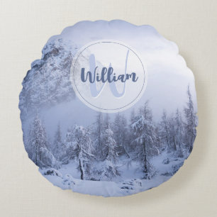 Winterwonderland sneeuwmoesson rond kussen