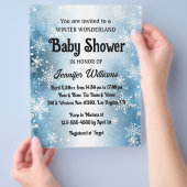 winterwonderland sneeuwvlokken elegant baby shower flyer (Hand)