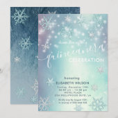 Winterwonderland sneeuwvlokken Quinceañera Invitat Kaart (Voorkant / Achterkant)