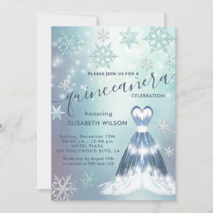Winterwonderland sneeuwvlokken Quinceañera Kaart