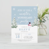 winterwonderland verjaardagsuitnodiging kaart (Staand voorkant)