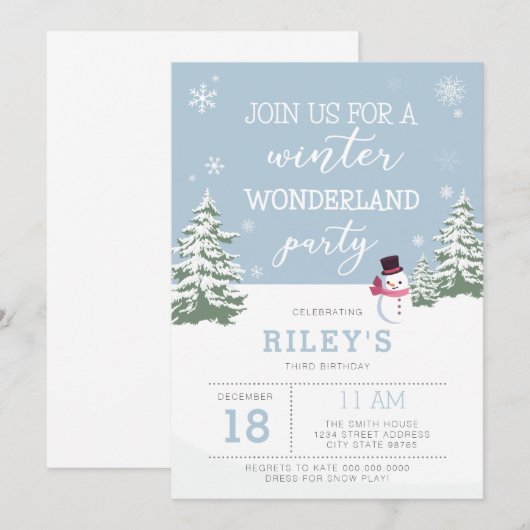 winterwonderland verjaardagsuitnodiging kaart (Voorkant / Achterkant)