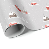 Winterwoningen in grijze winter of met Kerstmis Cadeaupapier (Rol Hoek)