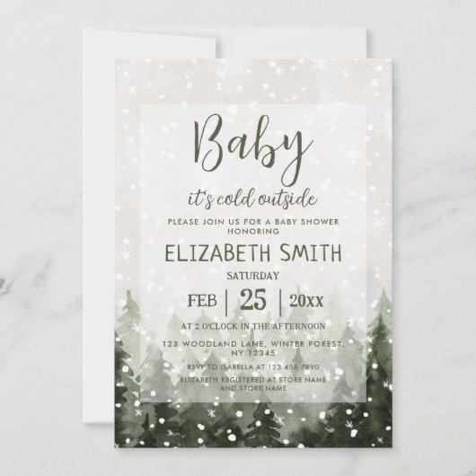 Winterwoud Baby Het is koud buiten Baby shower Kaart (Voorkant)