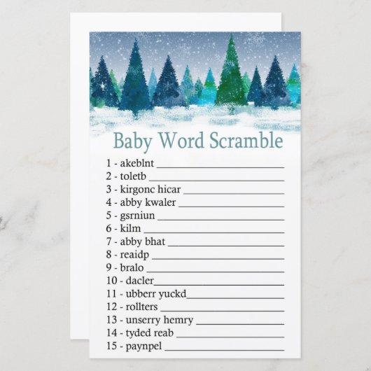 winterwoud Baby word scramble game (Voorkant / Achterkant)