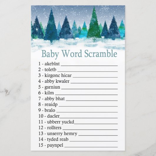 winterwoud Baby word scramble game (Voorkant)