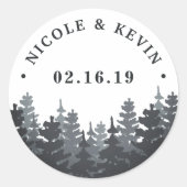 Winterwoud | Gepersonaliseerde bruiloft Ronde Sticker (Voorkant)