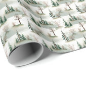 Winterwoud: handgetekende groene vervaging cadeaupapier (Rol Hoek)