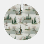 Winterwoud: handgetekende groene vervaging glas ornament (Achterkant)