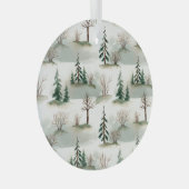 Winterwoud: handgetekende groene vervaging glas ornament (Voorkant Rechts)