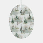 Winterwoud: handgetekende groene vervaging glas ornament (Voorkant links)