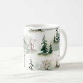 Winterwoud: handgetekende groene vervaging koffiemok (Voorkant rechts)