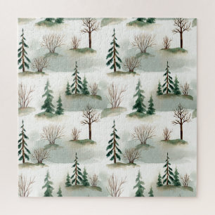 Winterwoud: handgetekende groene vervaging legpuzzel
