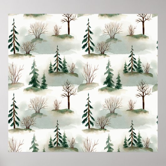 Winterwoud: handgetekende groene vervaging poster (Voorkant)