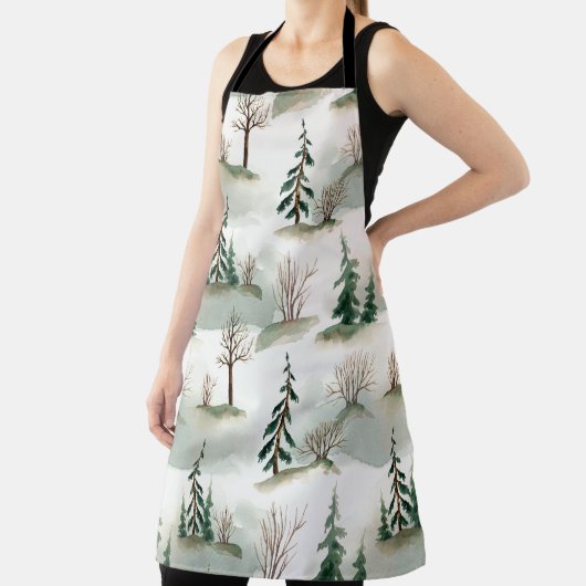 Winterwoud: handgetekende groene vervaging schort (Insitu)