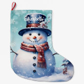 winterwoudsneeuwpop | Blauwgroen Grote Kerstsok (Voorkant)