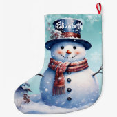 winterwoudsneeuwpop | Blauwgroen Grote Kerstsok (Achterkant)