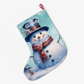 winterwoudsneeuwpop | Blauwgroen Grote Kerstsok (Achterkant (Hangend))