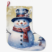 winterwoudsneeuwpop | Goud Grote Kerstsok (Voorkant)