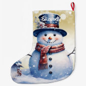 winterwoudsneeuwpop | Goud Grote Kerstsok (Achterkant)