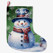 winterwoudsneeuwpop | Green Grote Kerstsok (Voorkant)