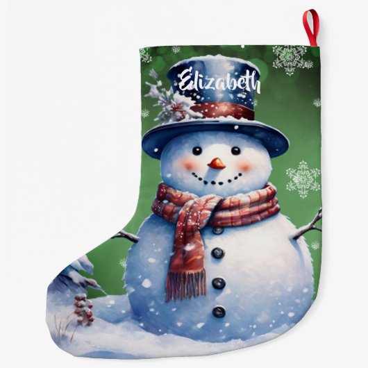 winterwoudsneeuwpop | Green Grote Kerstsok (Achterkant)