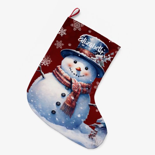 winterwoudsneeuwpop | Red Grote Kerstsok (Voorkant (Hangend))