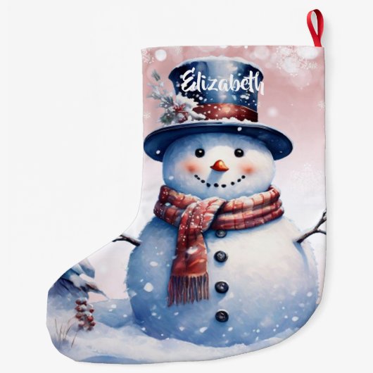 winterwoudsneeuwpop | Roze Grote Kerstsok (Achterkant)