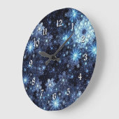 Wintery Blue Snowflake Pattern-klok Grote Klok (Hoek)