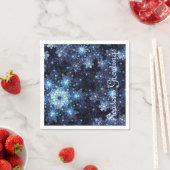 Wintery Blue Snowflake Pattern Napkins Servet (Insitu)