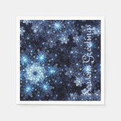 Wintery Blue Snowflake Pattern Napkins Servet (Voorkant)