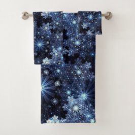 Wintery Blue Snowflakes Bad Handdoek