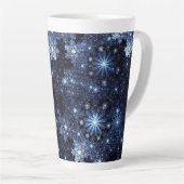 Wintery Blue Snowflakes Latte Mok (Rechterhoek)