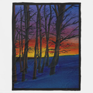 Wintery Bossen op Sunset 60x80"groot Fleece Deken