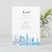 Wintery Chicago Skyline Bridal Shower Invitation Kaart (Staand voorkant)