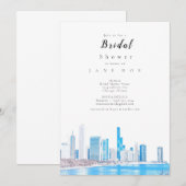 Wintery Chicago Skyline Bridal Shower Invitation Kaart (Voorkant / Achterkant)