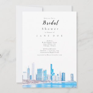 Wintery Chicago Skyline Bridal Shower Invitation Kaart
