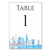 Wintery Chicago Skyline Table Numbers Kaart (Achterkant)
