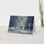 Wintery City Night Holiday Kerstmis Kaart (Voorkant)