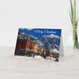 Wintery City Night Holiday Kerstmis Kaart