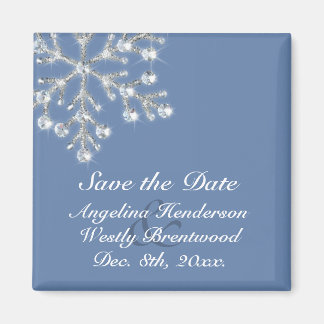 Wintery Crystal Sneeuwvlok Save the Date Magnet