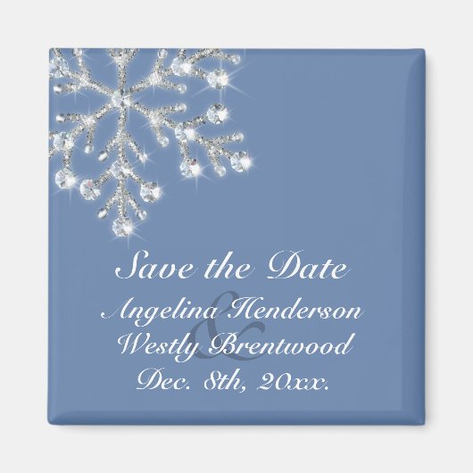 Wintery Crystal Sneeuwvlok Save the Date Magnet (Voorkant)