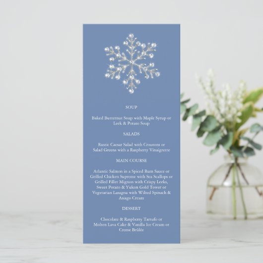 Wintery Crystal Snowflake Menu (Staand voorkant)
