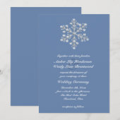 Wintery Crystal Snowflake Wedding Invitation 2 Kaart (Voorkant / Achterkant)
