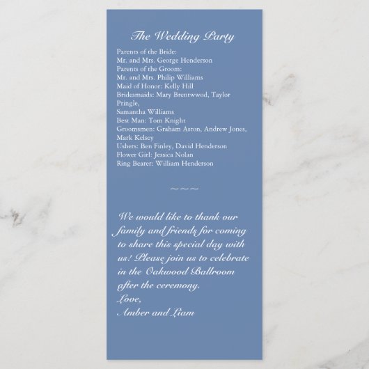 Wintery Crystal Snowflake Wedding Programme Programmakaart (Achterkant)