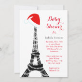 Wintery Eiffel Tower Baby shower Invitation Kaart (Voorkant)