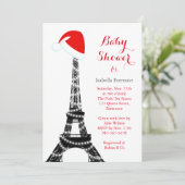 Wintery Eiffel Tower Baby shower Invitation Kaart (Staand voorkant)
