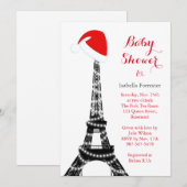 Wintery Eiffel Tower Baby shower Invitation Kaart (Voorkant / Achterkant)
